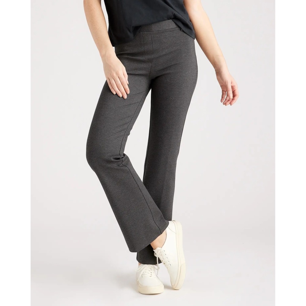 Quince Women's Charcoal Gray Ultra Stretch Ponte Bootcut Pants Size Large Tall